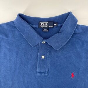 Polo Ralph Lauren Polo Casual Preppy Shirt Men XXL Blue S/S Pique Red Pony Logo